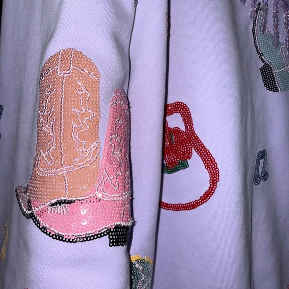 QUEEN OF SPARKLES lavender Guittar and Boots Sweatshirt and Shorts Set - Picture 5 of 8